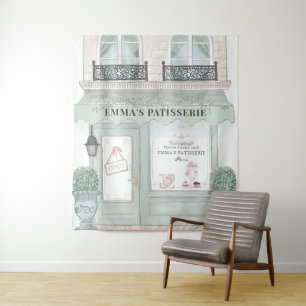 Café Patisserie Grüne Kulisse Wandteppich
