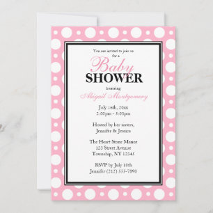 Café Pink Polka Dots Babydusche Einladung