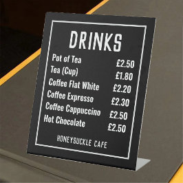Cafe Price List Pedestal Sign Sockelschild