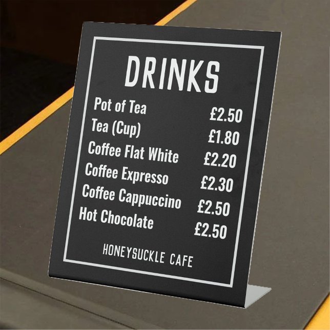 Cafe Price List Pedestal Sign Sockelschild (Von Creator hochgeladen)