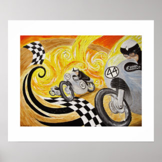 Cafe Racer - Malerei Vintager Motorradrennen Poster