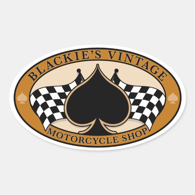 Café Racer / Motorrad Ovaler Aufkleber (Vorderseite)