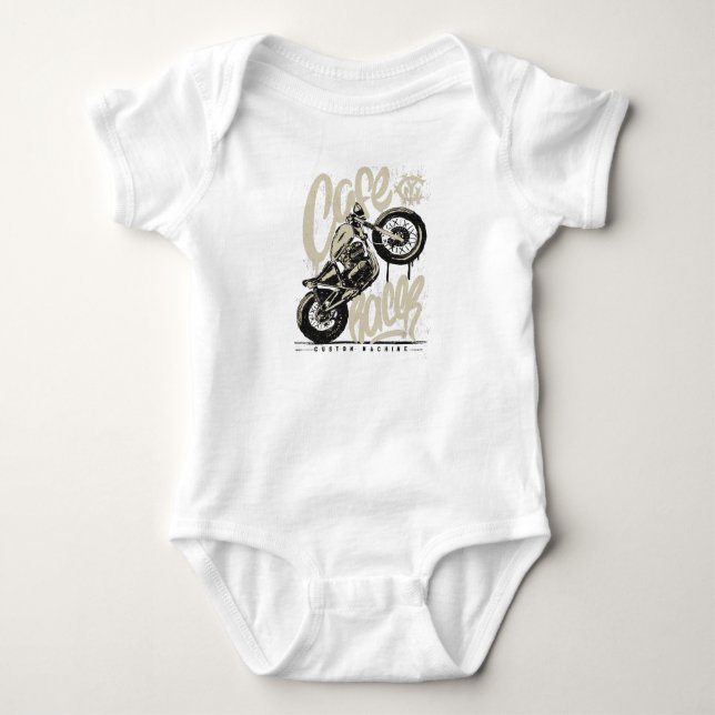 Cafe Racer Oldtimer-Motorrad Baby Strampler (Vorderseite)