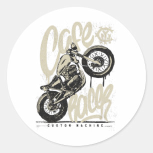 Cafe Racer Oldtimer-Motorrad Runder Aufkleber