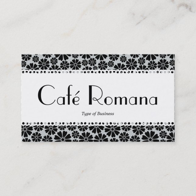 Café Romana (Scalloping) Blumenmuster Visitenkarte (Vorderseite)