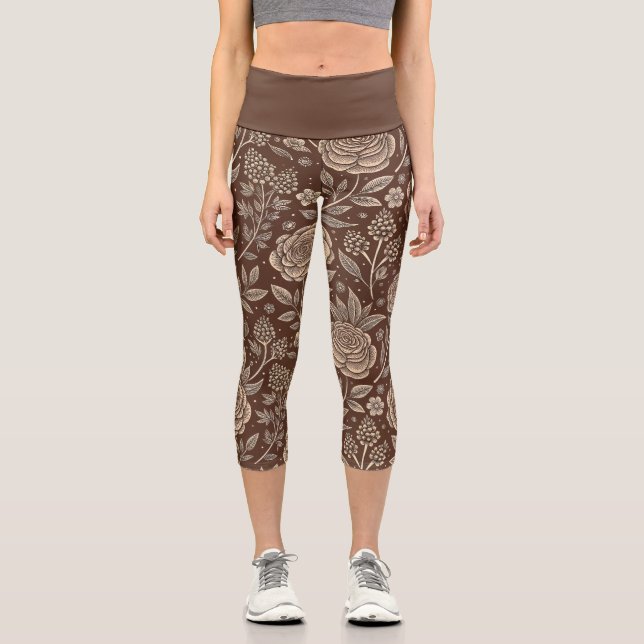 Café Rose Wild florales Muster Capri Leggings (Vorderseite)