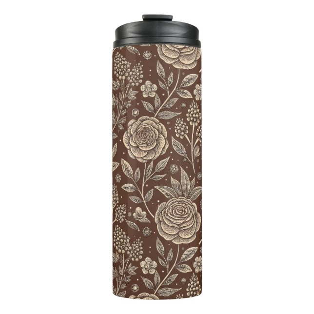 Café Rose Wild florales Muster Thermosbecher (Vorderseite)