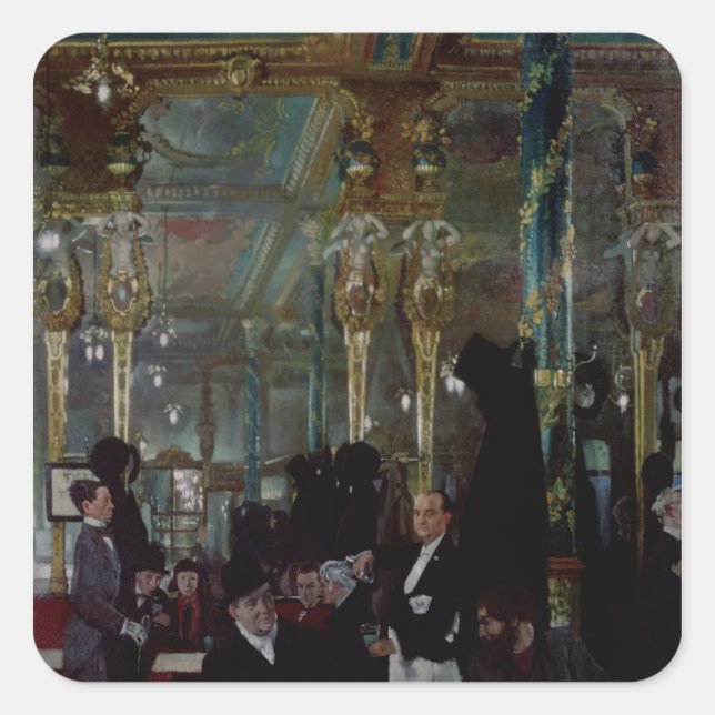 Cafe Royal, London, 1912 Quadratischer Aufkleber (Vorderseite)
