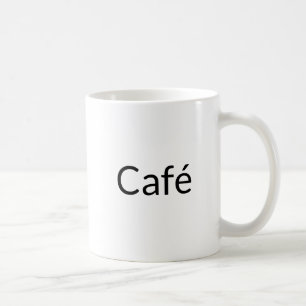 Café, schwarze Buchstaben weiß Kaffeetasse