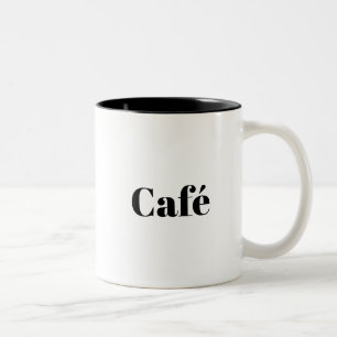 Café, schwarze Buchstaben weiß Zweifarbige Tasse