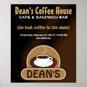 Café Shop Coffee Cup Custom Marketing Poster
