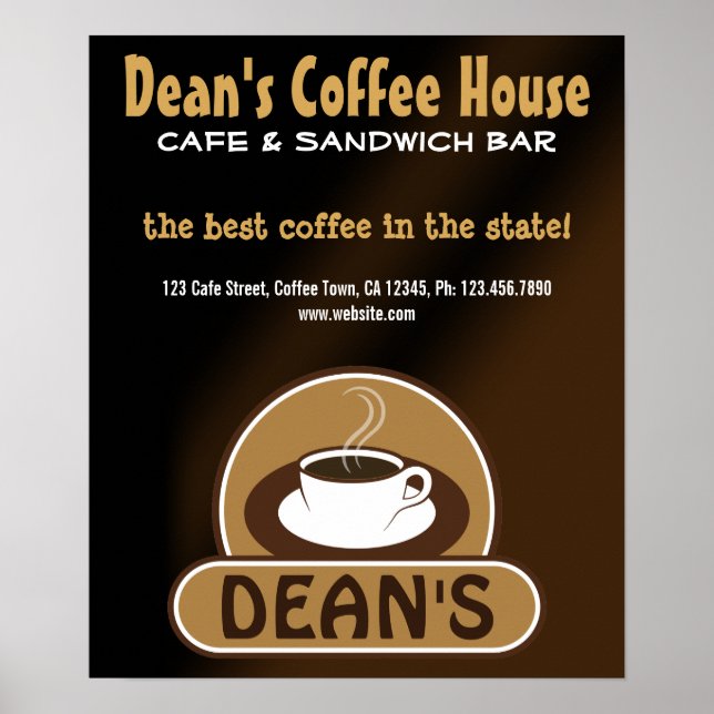 Café Shop Coffee Cup Custom Marketing Poster (Vorne)