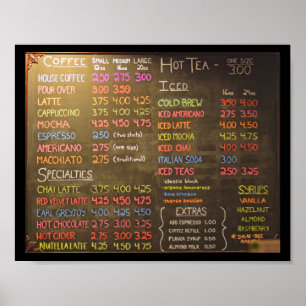 Cafe-Speisekarten-Poster - 8x10 Poster