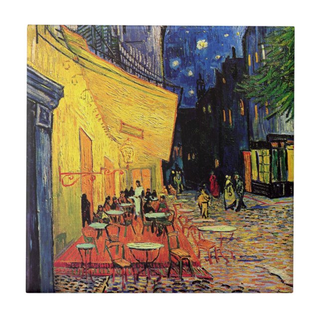 Café Terrace at Night by Vincent van Gogh Fliese (Vorderseite)