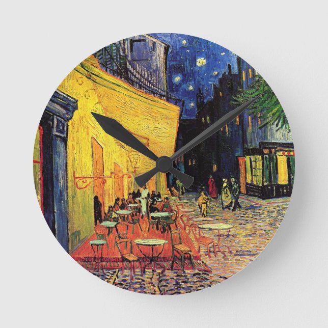 Café Terrace at Night by Vincent van Gogh Runde Wanduhr (Vorderseite)