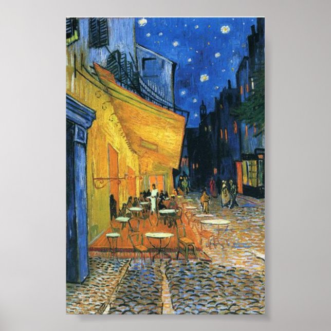 Cafe Terrace at Night, Van Gogh Berühmtes Gemälde Poster (Vorne)
