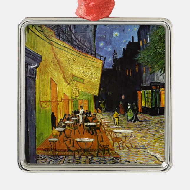 Café Terrace at Night Van Gogh Ornament Aus Metall (Vorne)
