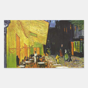 Café Terrace at Night Van Gogh Rechteckiger Aufkleber