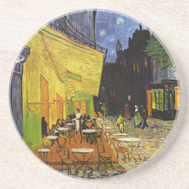 Café Terrace at Night Van Gogh Sandstein Untersetzer (Vorne)