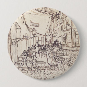 Café Terrasse am Abend, Kunstskizze, Van Gogh Button