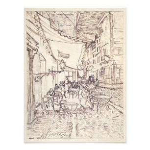 Café Terrasse am Abend, Kunstskizze, Van Gogh Fotodruck