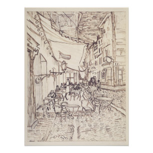 Café Terrasse am Abend, Kunstskizze, Van Gogh Poster