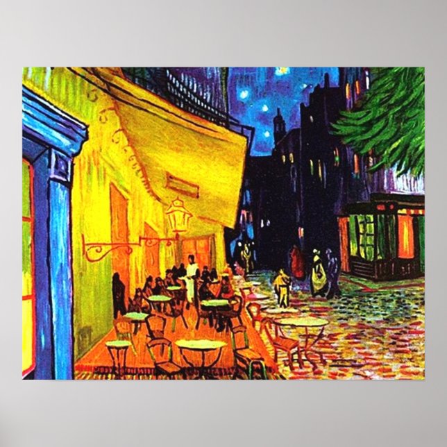 Café Terrasse am Abend Malerei Vincent van Gogh Poster (Vorne)