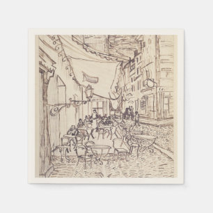 Cafe-Terrasse bei Nacht, Fine Art Skizze, Van Gogh Serviette