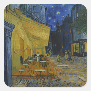 Cafe-Terrasse bei Nacht von Vincent van Gogh Quadratischer Aufkleber