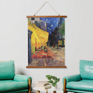 Cafe-Terrasse bei Nacht von Vincent van Gogh Wandteppich Mit Holzrahmen