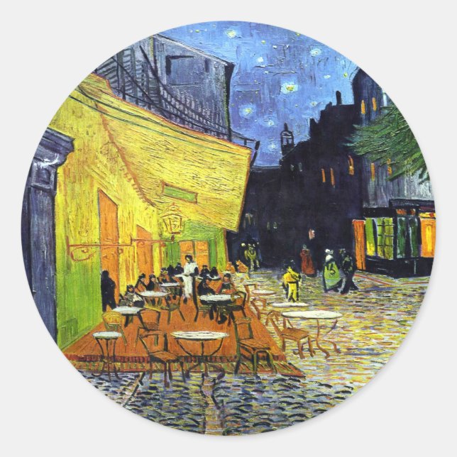 Café-Terrasse nachts durch Vincent van Gogh 1888 Runder Aufkleber (Vorderseite)