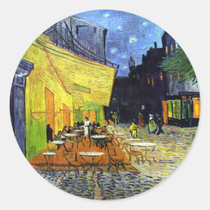 Café-Terrasse nachts durch Vincent van Gogh 1888 Runder Aufkleber