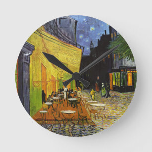 Café-Terrasse nachts Van Gogh Runde Wanduhr