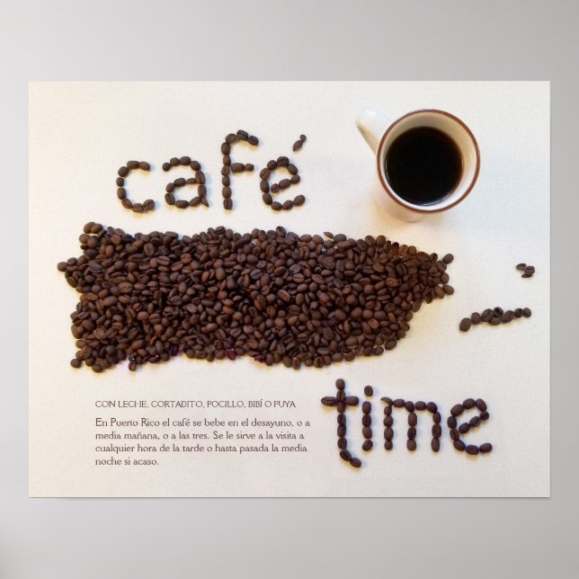 Café Time Puerto Rico Kaffeebohnen Fotografie Poster (Vorne)