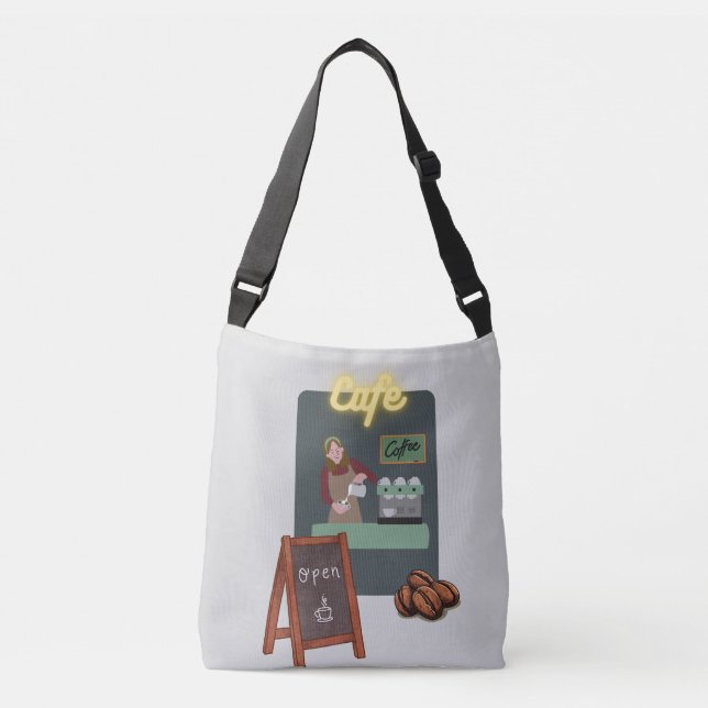 Cafe Tote Bag Tragetaschen Mit Langen Trägern (Vorderseite)