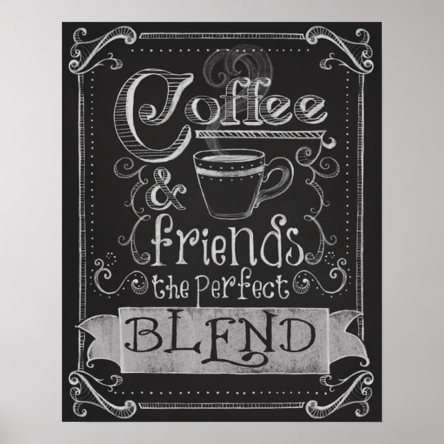 Café und Friendly Chalk Bar Art Poster (Vorne)