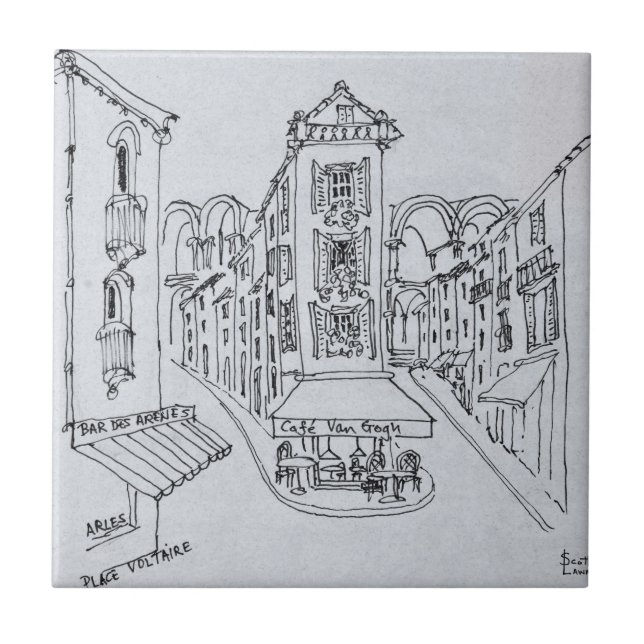 Cafe Van Gogh, Place Voltaire, Arles, Frankreich Fliese (Vorderseite)