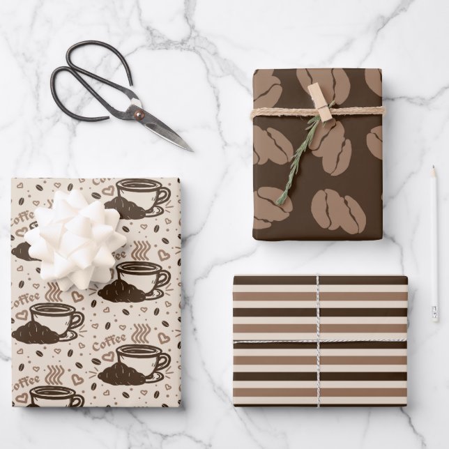 Café Vibe Trio 3 Geschenkpapier Set (Vorderseite)