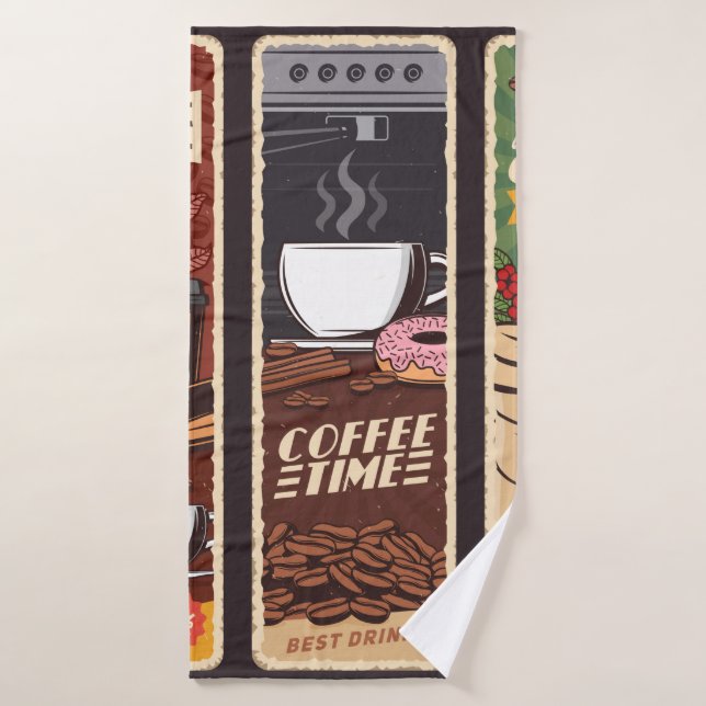 Café Vintage Vintage Banner, Cafeteria und Badehandtuch (Badehandtuch)