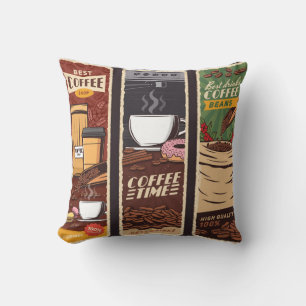 Café Vintage Vintage Banner, Cafeteria und Kissen
