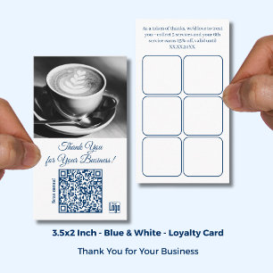 Café White Blue Logo & QR - Vielen Dank Treuekarte