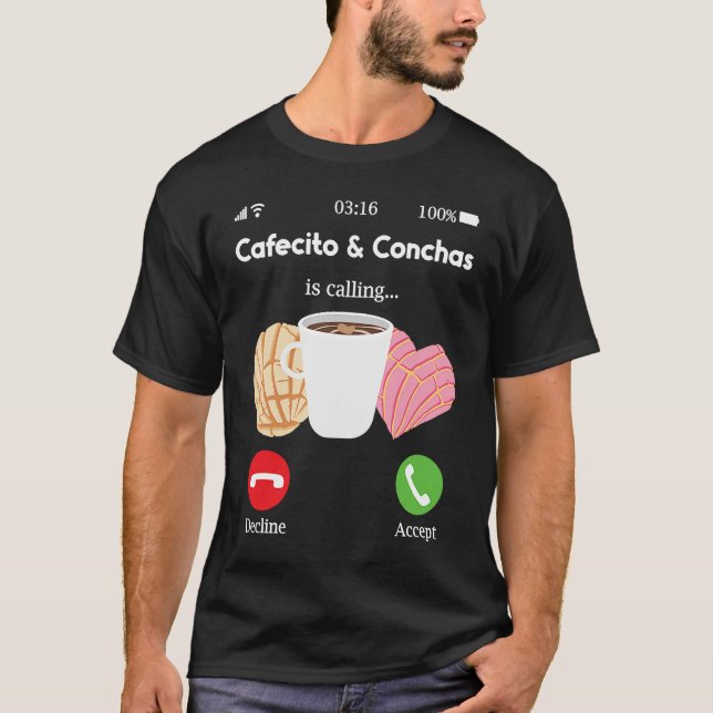 Cafecito Cafe Conchas  Cute Spanish Pun Coffee T-Shirt (Vorderseite)