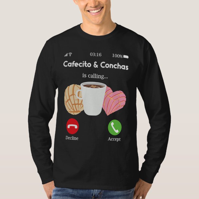 Cafecito Cafe Conchas  Cute Spanish Pun Coffee T-Shirt (Vorderseite)