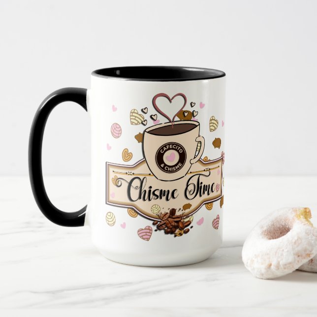 Cafecito und Chisme Tasse im mexikanischen Stil (Mit Donut)