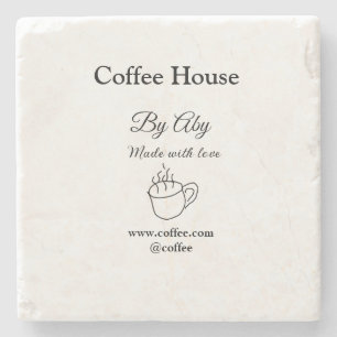 Caféhaus mit Liebe gemacht Text-Website socia Steinuntersetzer