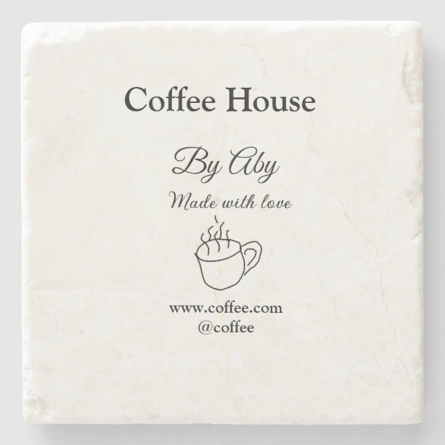 Caféhaus mit Liebe gemacht Text-Website socia Steinuntersetzer (Vorderseite)