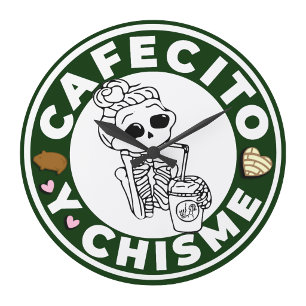 Cafesito und Tratsch-Uhr Große Wanduhr