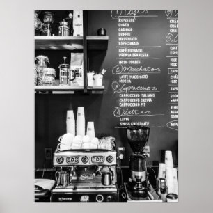 Cafészene mit Espressomaschine Poster