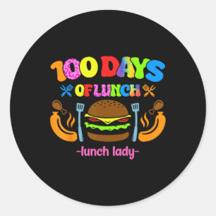 Cafeteria Worker Lunch Lady 100 Days of Lun Runder Aufkleber