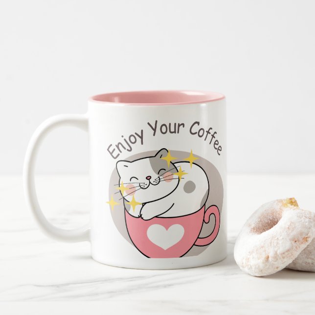 CAFFE CAT ZWEIFARBIGE TASSE (Mit Donut)